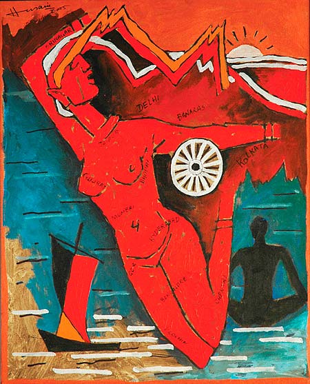 painting artist. Artist: M.F. Husain